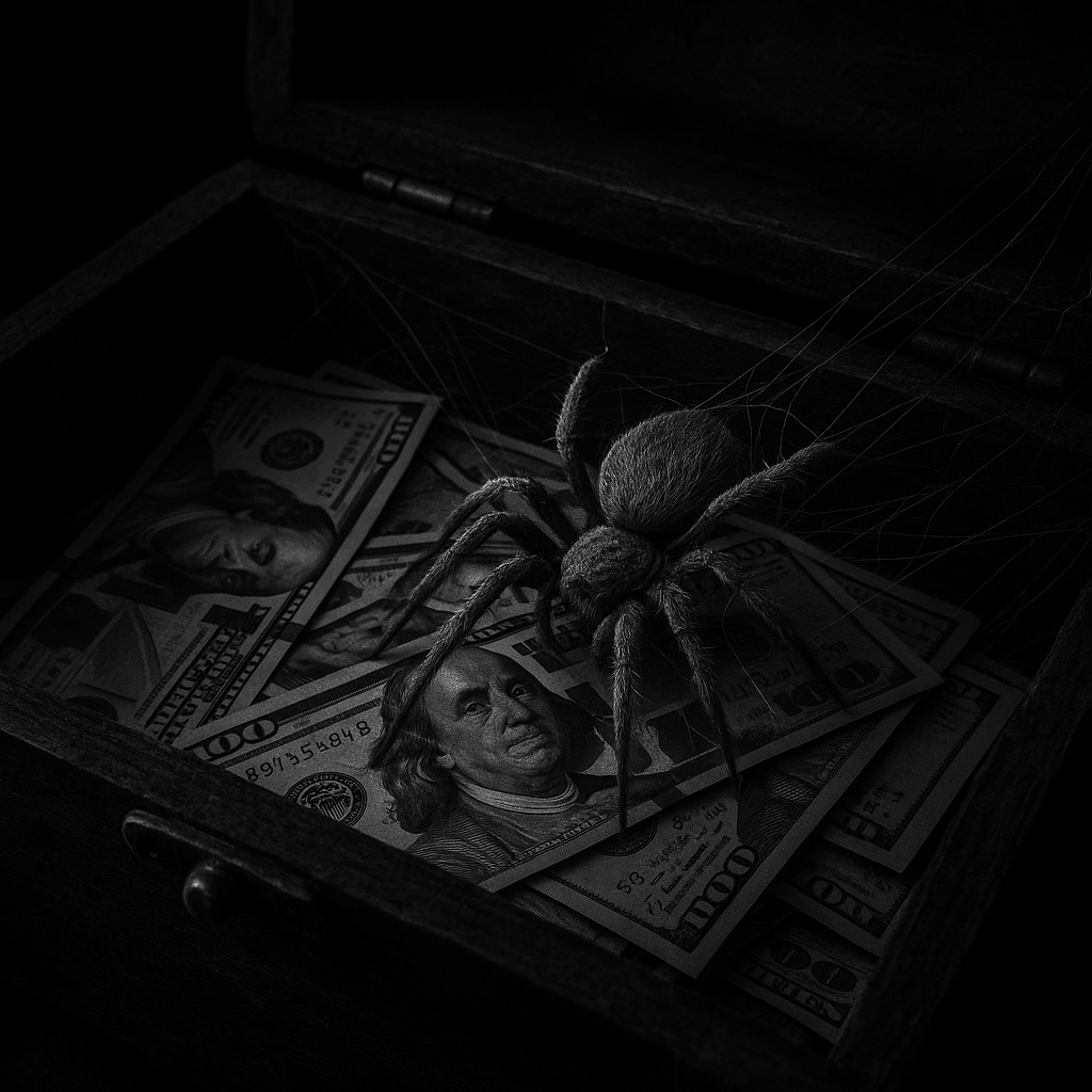 Imagem Aranha sobre o Dinheiro